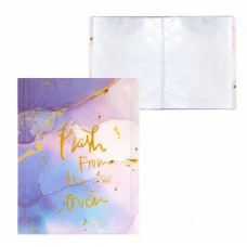 Папка с 40 вкладышами Alingar А4 310х235 мм пластик 400 мкм мраморный дизайн с надписью "Fresh" сиреневый 1шт AL12806/3