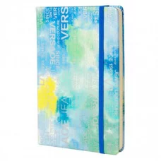 Записная книжка, А5, Alingar, 7БЦ, ПВХ резинке, клетка, 95 л. Трендовые надписи синий AL9306