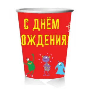 Стаканы бумажные Монстрики (250 мл, 6 шт) флоупак ФЛ-7475