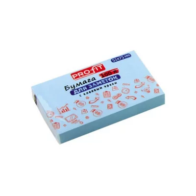 Бумага для заметок с клеевым краем ГОЛУБАЯ ЗБ-5570 51х75 мм, 100л ТМ Profit