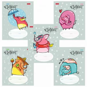 Тетрадь 12л А5ф ЛИНИЯ 65г/кв.м на скобе скругл.углы серия -Little Elephant- ТЛ1343