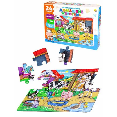 НАПОЛЬНЫЕ ПАЗЛЫ 24 эл. Домашние животные поле 660х470 ИН-2432