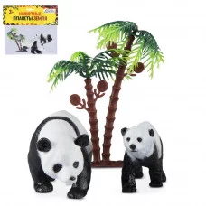 ТМ "КОМПАНИЯ ДРУЗЕЙ", серия "Животные планеты Земля", набор "Мама и малыш" Панды 2 шт (3 предмета) 8-9,5 см в/п 21х21 см JB0211767
