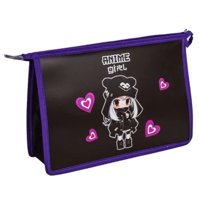 Папка для тетрадей А4 молния сверху пластик "Anime Girl" DEVENTE 8056411 709388