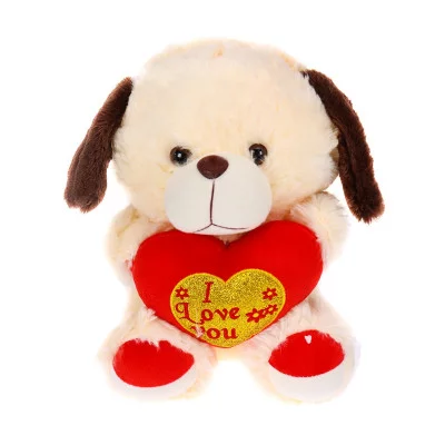 Мягкая игрушка (30 см) Песик с сердцем бежевый (Арт. AX214)