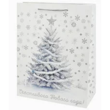 Dream cards Пакет подароч. с мат.лам. и глит. 31x40x12 см (ХL) Снежная ёлка 190г ППК-2366