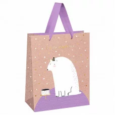 Пакет подарочный 1шт 11*14*6,5см MESHU "С Днем рождения", отд. фольгой, выборочный лак, крафт 354538