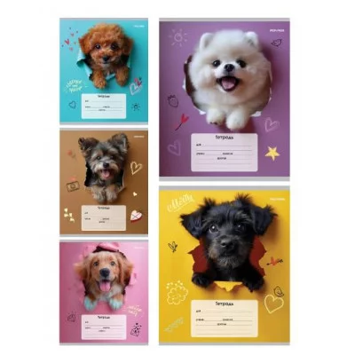 Тетрадь КЛЕТКА 18л. ОБАЯТЕЛЬНЫЕ ПЁСИКИ (18-4310) обл.-мелов.картон, 18-4310