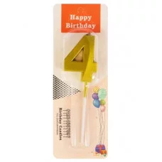 Свеча для торта Золотой стиль Цифра 4 С-2967