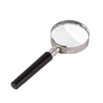 Лупа 50 мм ALINGAR,  металл. ободок, держатель пластик, картонная уп. AL8944