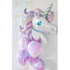 Шар (46\'\'/117 см) Фигура, Голова, Нежный Единорог, Сиреневый, 1 шт. 15236