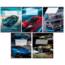 Тетрадь 18л А5ф клетка 65г/кв.м на скобе   5 диз.в блоке скругл.углы серия -Я люблю гонки- ТК2219