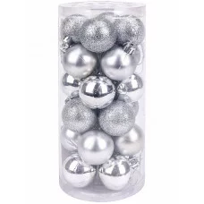 Набор ёлочных шаров 24 шт Новогоднее настроение, 4 см, серебряный НУ-5619