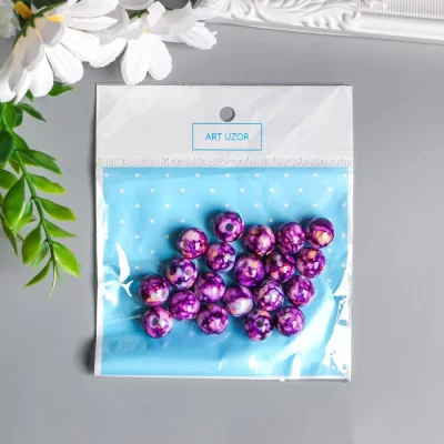 Набор бусин для творчества пластик "Мраморные. Фиолет" d=1,2 см набор 20 гр 7490033