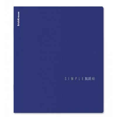 Тетрадь общая ученическая ErichKrause Simple Color, синий, 48 листов, клетка, ламинация soft-touch+выборочный УФ-лак 1шт 65237
