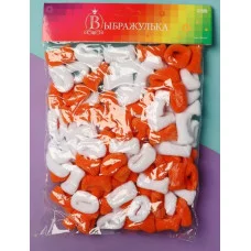 Резинка для волос "Махрушка спорт" (набор 100 шт) 2см оранжево-белый 9732061