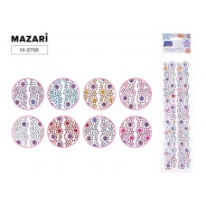 Стразы-наклейки M-8798 пластиковые АССОРТИ-11, 27.5*7 см, 8 дизайнов, ОПП-упаковка с европодвесом