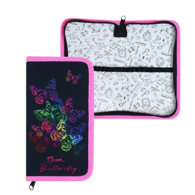 ПКТ 03-20 MAX Бабочки неон - пенал п/э 1-отдел. средний 212*115*26