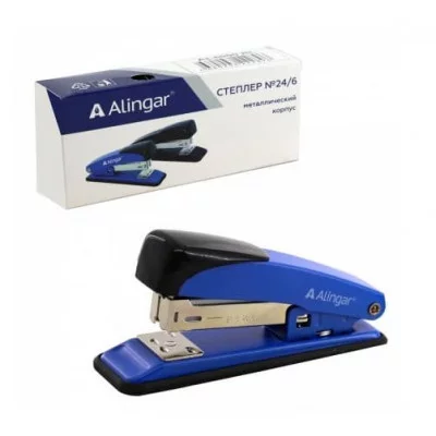 Степлер №24/6 Alingar, на 20 л., корпус металлический, синий AL6000/BL