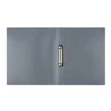 Папка на 2 кольцах СТАММ А4, 25мм, 500мкм, пластик, серая 355629