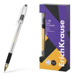 Ручка шариковая ErichKrause L-30 Gold Stick&Grip Classic 0.7, Super Glide Technology, цвет чернил черный  61042