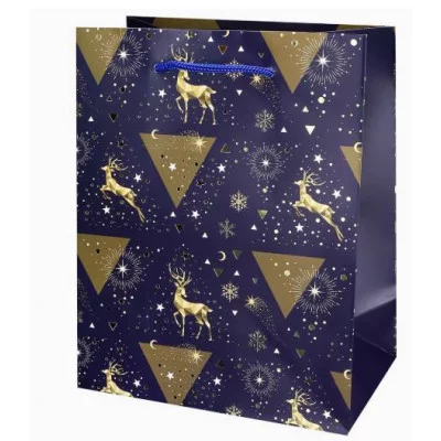 Dream cards Пакет подар. с мат.лам. и тис.фол.18х23х10 см (M) Золотистые олени 190г ППК-2291