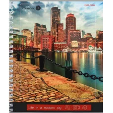 Тетрадь КЛЕТКА А5 80л. МЕГАПОЛИСЫ У ВОДЫ (80-9118) гребень. цвет.мелов.обложка. двойная обложка ТК8424