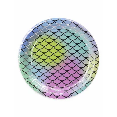 Бумажные тарелки с перламутровым эффектом Праздничные моменты,23 см, голубые,6 шт, еврослот СП-5319