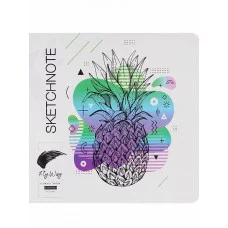 TM "FlyWay" Скетчноут 12л. АНАНАС В ГРАФИКЕ (12-7961) сшивка, 210г/м2, 50%хлопок, 4+4, 185х185 12-7961