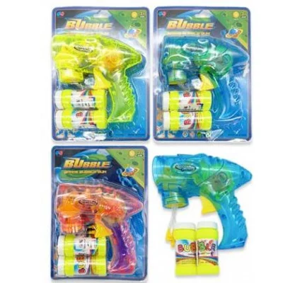 Мыльные пузыри игрушки DJ-195 "Пистолет" 2х50мл, пластик,15х15х5см, со световым элементом, ассорти, блистер 333048