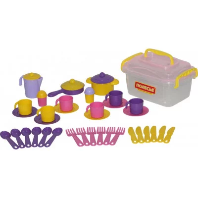 Набор детской посуды "Настенька" на 6 персон (38 элементов) (в контейнере) 56580
