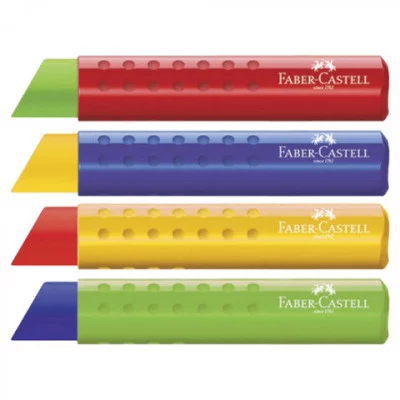 Ластик Faber-Castell "Tri", треугольный, 83*12,6*12,3мм, пластиковый футляр, ассорти 286082