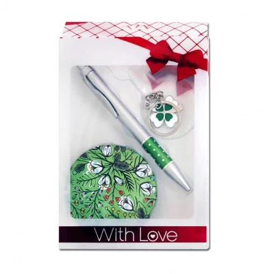 Набор подарочный "Цветы",ручка авт.+брелок+зеркало 8966 J.Otten /12 /0 /240 243854