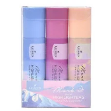 Набор текст.марк. LOREX Mark it PASTEL CLOUDS 1-5 мм ассорти пастель скошенный принт на корпусе 3 шт пласт. упак. 229749