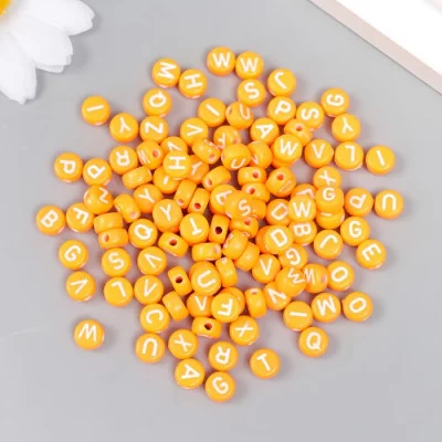 Набор бусин для творчества пластик "Английские буквы" оранж 20 гр 0,4х0,7х0,7 см 7811526