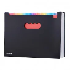 Папка-органайзер с 25-ю отделениями A4 (330x235 мм) 700 мкм, разделители 130 мкм, черная с цветными разделителями, с индексами в комплекте, с усиленным каркасом 1,5 мм, индивидуальная упаковка 3078419