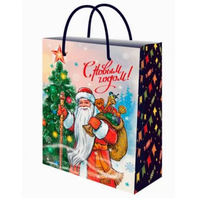 Optima Пакет подарочный с глянц.лам. 18х23х8 см (M) Дед Мороз 128г ППК-2314