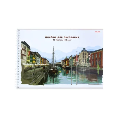 Альбом для рисования А4 40л КОРАБЛИ-1 гребень с жестк 40-5681