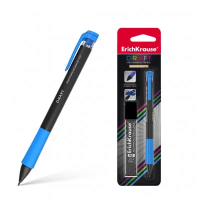 Карандаш механический 2.0мм "Draft" корпус пластик черный грифели блистер е/п ERICH KRAUSE 44459 100815