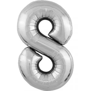 Шар Agura Slim серебро цифра 8 (40\'\'/102 см) 754580