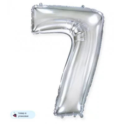 Шар (40\'\'/102 см) Цифра, 7, Серебро, 1 шт. в уп. B901767P