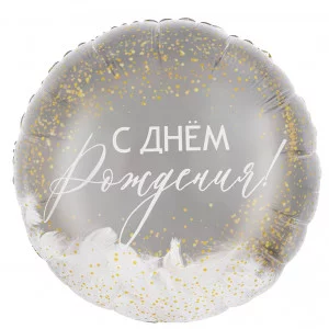 Шар (20\'\'/51 см) Круг, Панорамный, С Днем Рождения! (перья), 1 шт. в уп. 26249