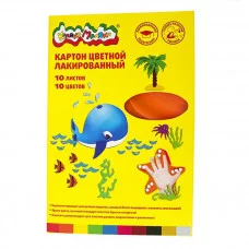 Картон цв. лакиров. 10 л. А4 Каляка-Маляка в папке 176211