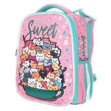 Рюкзак Schoolformat ERGONOMIC 2 FLUFFY KITTENS 19,8 л роз. 38х29х18 см жестк. каркас 2 отд. молния д/девочек 227822