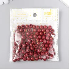 Бусины для творчества дерево "Бордо" d-0,8 см, набор 20 гр   9463294