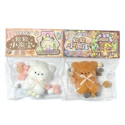 Антистресс Сквиш Лапка Мишка с Бантиком + Помпонами AF-106