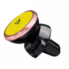 Держатель автомобильный HOCO CA3 для смартфона пластик воздуховод магнит чёрный жёлтая вставка 6957531031628