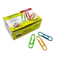 Скрепки 28 мм. INTELLIGENT 100шт. DE-428 цветные "Неон" в к/кор 330611