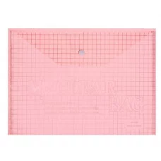 Папка-конверт на кнопке формат А4 80мкр Клетка тонированная красная 9602960