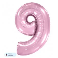 Шар (40\'\'/102 см) Цифра, 9, Розовый, Макарунс, 1 шт. в уп. B901769RS
